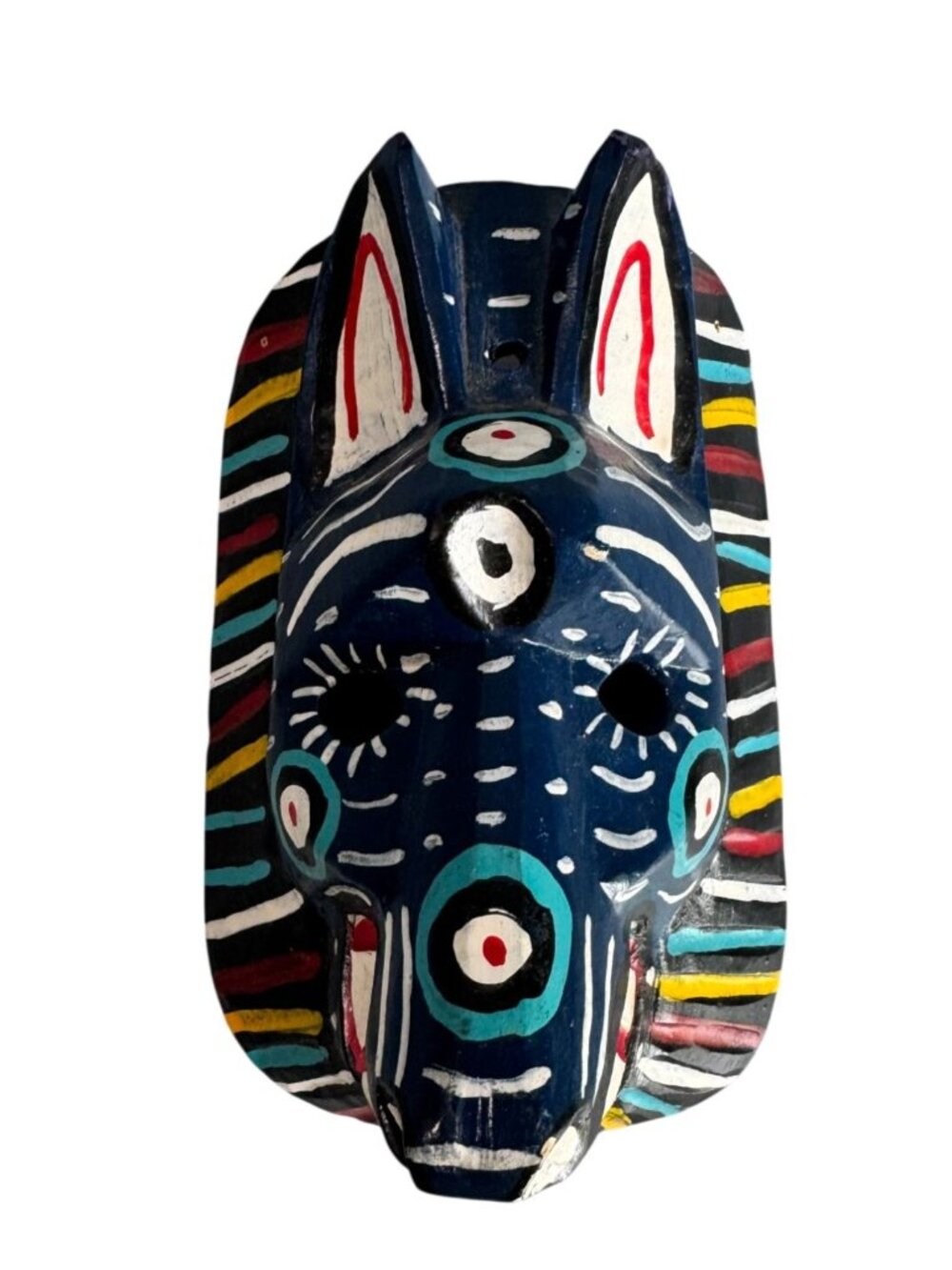 Mayan Dance Of The Animals Wood Mask Hand Painted Folk Art Wall Hanging 6 1/2" - Picture 2 of 6
